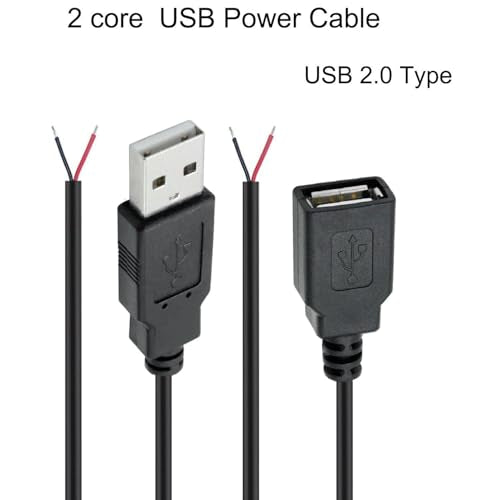 12st Pigtail USB, 2 Wires USB-A, Bare Wire, USB-A Man, Vrouwelijke Plain Wire, USB 2.0 Kabel om te baren kabel, 22 AWG DIY Pigtail Power Kabel, voor USB-apparaten 3