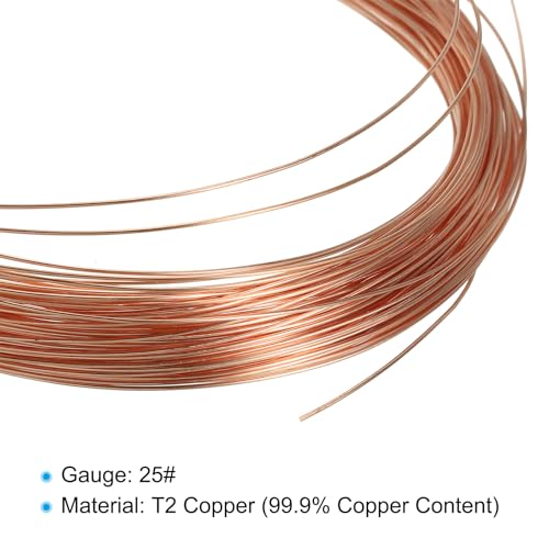 Vaste koperen draad 66 Voeten 25 Meters 99,9% Pure koperen draad 0,5mm Zachte kralen Draad metaal fabriek Stengels voor sieraden ambachten (20 Metres) 3