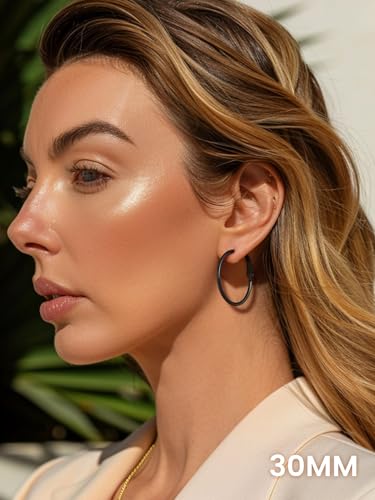 Sieraden Grote ronde hoepel oorbellen voor vrouwen, Roestvrij staal, Grote cirkel, Creoolse oorbellen, Verklaring sieraden, Zilver/Goud/Zwart, 30mm-100m m