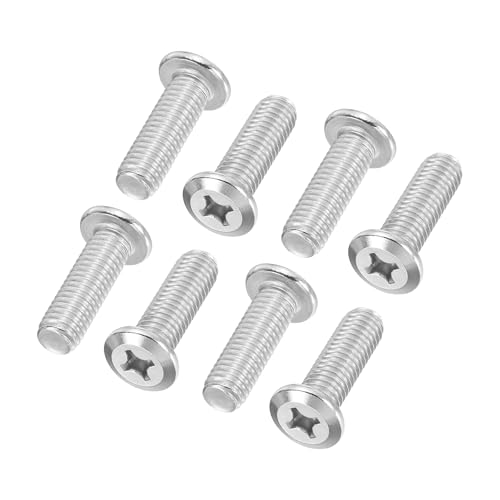 Lenskop Schroeven, Plat Pound Head, Phillips Schroeven, Pak van 8, M8-1.25x25 mm, Machine Schroeven, 304 roestvrij staal, 18-8, Volledige Thread Set voor Reparatie, Zilver
