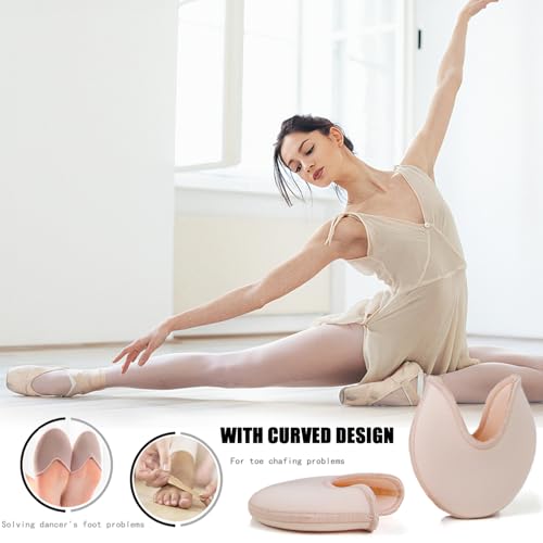 2 paar ballet schoenen, teen pads, zachte ballet danspunt teen beschermers pads anti-slip teen halve sokken teen zakjes pads gebreide stof teen cap cover voorvoet wrap dans schoen pads voor 5