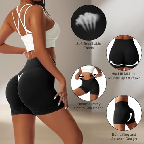 Vrouwen Gym Shorts Naadloze, High Waist Fiets korte shorts, Butt Lifting Shorts, Tummy Control Biker Yoga Sports Shorts, Geschikt voor workout hardlopen vrouwen