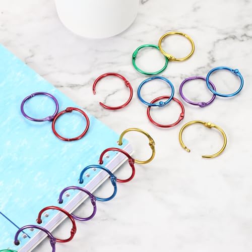 1 inch Loose Leaf Binder Rings, 50Stuks Binder Ring boek ringen metalen sleutelhangers voor Paper Index kaart Flash kaart boek DIY Scrapbook Notebook foto Album Office, blauw 4