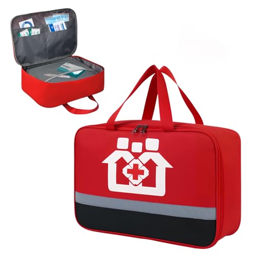 Red First Aid Bag, 36x25x13cm Medicine opslagzak, Lege, Portable Medicine Outdoor Travel reddingstas, Noodzak voor reizen, EHBO-tas voor buiten, Camping, Wandelen, Werk thuis, Rood, Modern