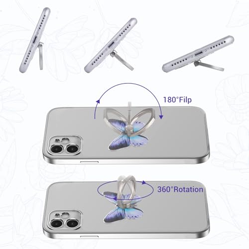 3 stuks mobiel Telefoon Ring Stand, Leuke vlinder geschilderd patroon, metalen vingerstandaard, 360 graden rotatie, Ring houder Grip met knoop Loop Compatibel met alle smartphones 4