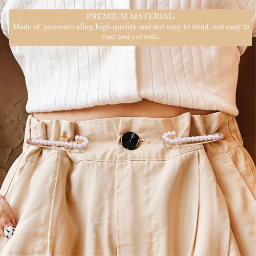 Broeche Pins voor vrouwen, 4 stuks Pearl Sweater Sjaal Hoed Clips Broeken Waist Tensioner Rhinestones Veiligheidsspelden Vest Clips Sock Bedels voor Jeans Trui Kleding Decoratie Accessoires, Metal