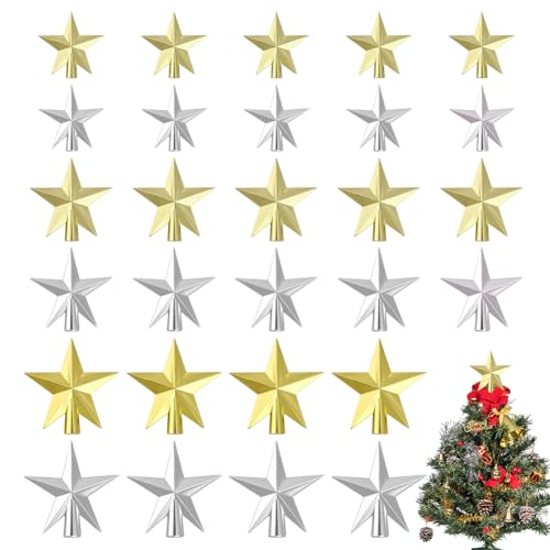 18 Stks 6 Stijlen Kerstboom Star Topper, 3 Size Plastic Boomtop Ster Ornamenten voor Kerstboom Craft Woondecoratie