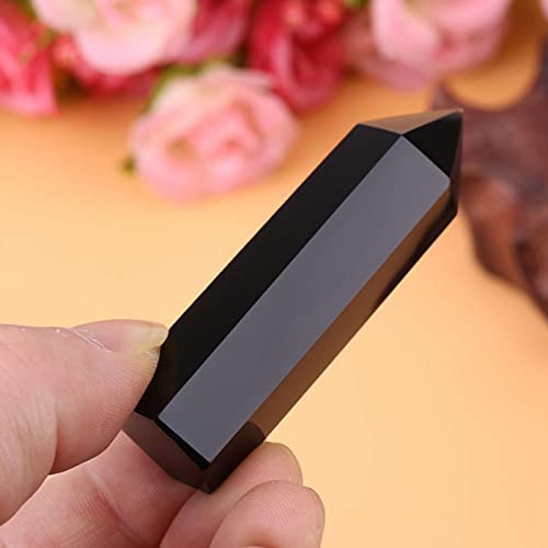 Natural Black Obsidian Crystal Stone Hexagonal Wand Stone Wand Black Stone Wand Column 5