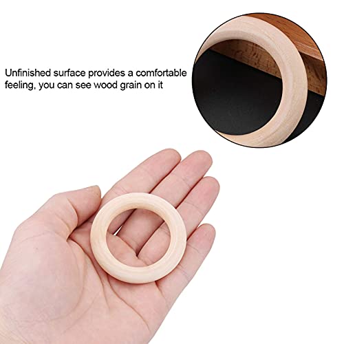 50Stuks Macrame Houten ringen, 50mm/2,0inch Grote onvoltooide massief houten cirkels voor doe-het-zelf knutselen hangers 5