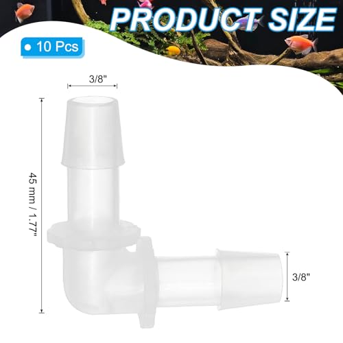 3/8" Plastic slang Barb 90 Degree Elbow, 10 Pack L-Barb Fittings 2-Way Equal Barbed Joint Connector Splicer Mender slang Adapter Unie Adapter voor Aquarium brandstofgas vloeibaar