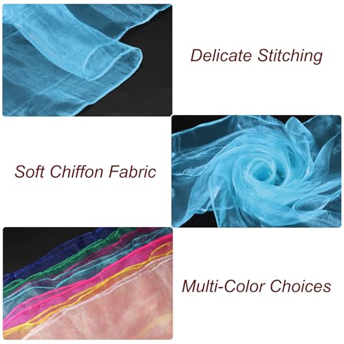 Danssjaals, 48 stuks vierkant jongleren sjaals 61 door 50 cm, Music Movement, Performance Sjaals Props, Accessoires voor het spelen van Magic jongleren Light Sky Blue 3