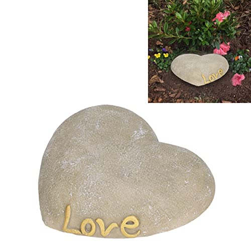 Pet Memorial, Heart Shaped Garden Memorial Stone Tombstone Resin Hondenkat grafsteen voor gazon backyard(Rock Color) 5