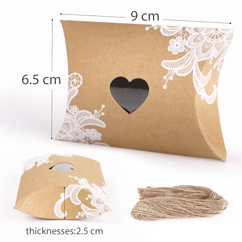 50 dozen voor snoep, bruiloft, geboorte, snoep, vintage, kartonnen dozen met hart, burlap lint, cadeau voor feest, bruiloft, bruiloft