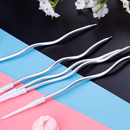 24st Verjaardag Kaarsen Spiraal Verjaardag Cake Kaarsen Lange Cupcake Kaarsen voor verjaardag bruiloft decoratie (Zilver) 3