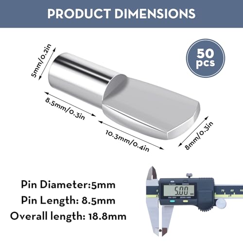 50 Stuks Shelf Racks, Plank Racks, 5mm, Plankhouders, Lepelvorm ondersteuning Pins voor kabinet Meubels Shelfs voor Plankbijlage, hardware accessoires