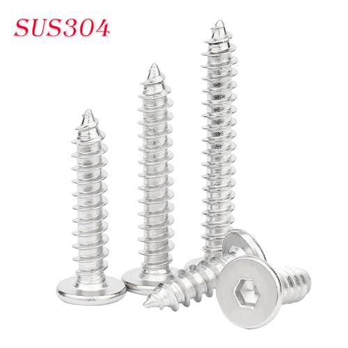 Verpakking van 20 dunne zelftapping Hex Socket Schroeven 304 roestvrij staal M6 x 25 mm voor hout en meubels 5