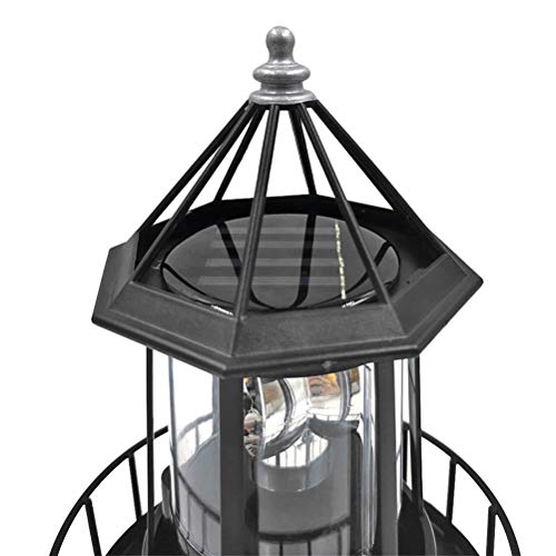 Solar Rotating Lighthouse Light Outdoor Garden Decoration Lantaarn (zwart)