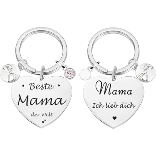 Mama Gift Best Mama der Welt Keychain, Mama Ich Liebe Dich, Moederdag Gift, Verjaardag Gift, van Dochter aan Moeder, Zilver, M, zilver