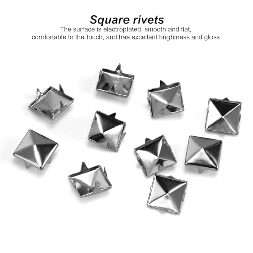 Lederen Rivets, 500 stuks 10 mm Metalen Rivets, Vierkante 4 Klauwen, Hoge kwaliteit Galvanized Decoratieve Rivets, Geschikt voor leder, kleding, schoenen en broeken, Pet Collars 3