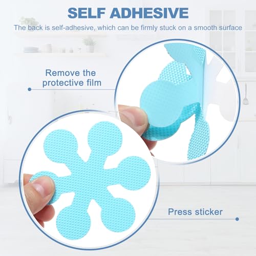 12 Stuks Non Slip Bad Stickers, Non-Slip Douche Stickers met Scraper Badkamer Douche Vloer Stickers Snowflake Shape Leuke Treads Badkuipen, Blauw 4