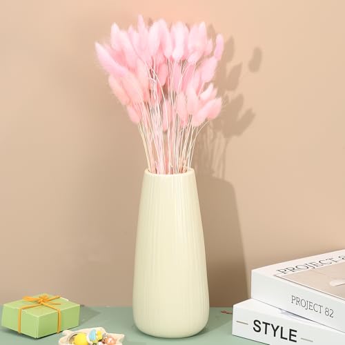 15,7 inch Konijn staart gedroogde bloemen, 70 stukken natuurlijke zachte kunstmatige gedroogde konijn staart voor thuis decoratie, Boho vaas, bruiloft, roze 4