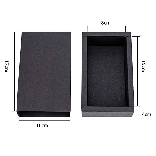 10 st. Kraft Paper Lade Box, 15x8x4cm Zwarte Karton doos DIY ambachten sieraden Snoep geschenk verpakking dozen voor Kerstmis, bruiloft, Party Supplies