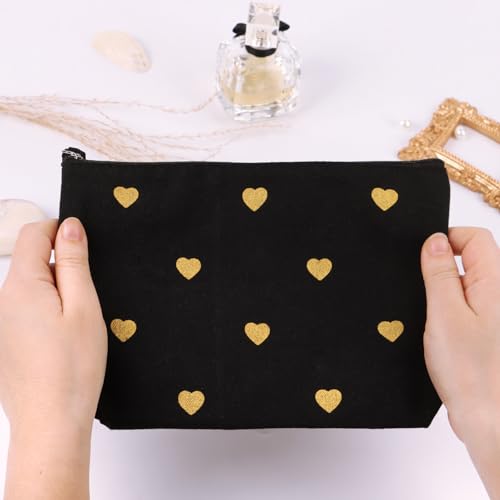 Canvas tassen met rits, zwart, zwart en goud 5