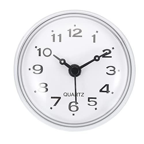 Waterdichte badkamer klok, Mini ronde muur klok met Zuigbeker voor douche Keuken Home Decoratie, Wit 4