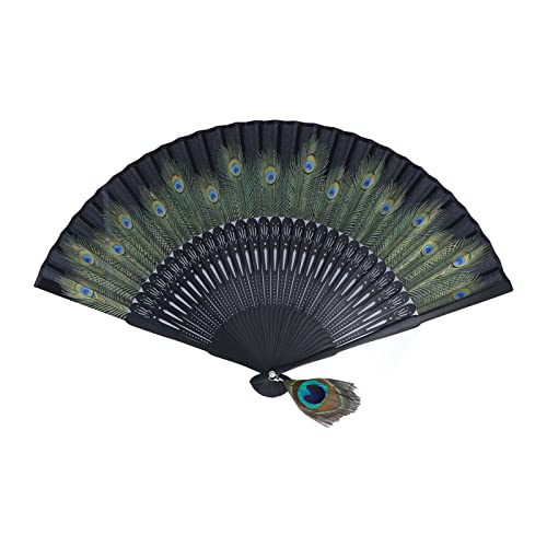 Peacock patroon Bamboo Hand Ventilator 15.0x8.5in Uniek Design Antiek Style Duurzaam Elegant