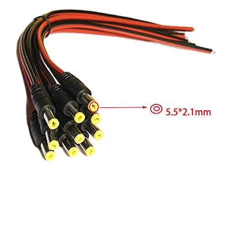 5,5 mm x 2,1 mm DC Flush Socket 12 V Plug DC Connector DC Hollow Plug 10 Pieces 5.5 mm x 2,1 mm DC Power Jack Socket met kabel, voor audio/video/Mobile Phone/Surveillance Camera's