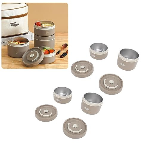 Thermische Bento Box, Multifunctionele warmtebehoud 304 Roestvrij staal Geïsoleerde Lunch Container Eenvoudig schoon voor buiten eten (4 PCS) Keukenopslag