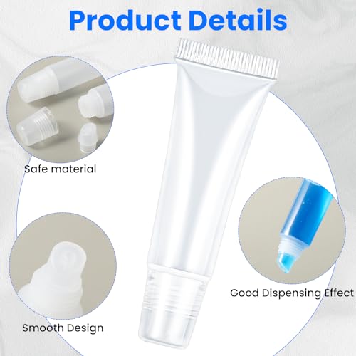 Lege Tubes Lip Gloss Tubes 5 Pack Transparant Lege navulbare plastic zachte verpakking Tubes fles Mini Cosmetic Holder voor Cosmetics Make-up reizen Toiletartikelen Transparant, transparant, modern 3