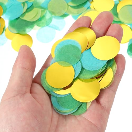 Ronde weefsels Papier Confetti 1 inch, Tabel Confetti Cirkel Dots voor bruiloft verjaardag feest ballon decoraties (1.7 oz), Cyaan/Groen/Geel 3