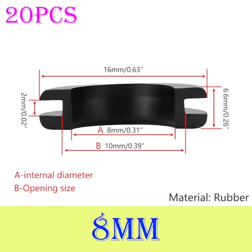 Verpakking van 20 Rubber Kabel Grommets, Gat Diameter 8 mm, Montage Diameter 10 mm, Rubber Draad Kabel Grommet, Eyelet, Rubber Plug voor Kabels