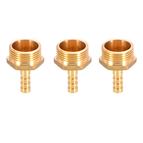 3PCS Solid messing slang staart connector Barbed Draad naar BSP Man Thread 8mm tot 3/4" voor lucht water brandstofolie gas