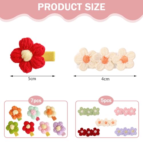 12 st pluche bloem haarspeld leuk non-slip bloem haarspeld katoen klein pluche haar accessoires kleine meisje haar clips multicolor voor kleine meisjes
