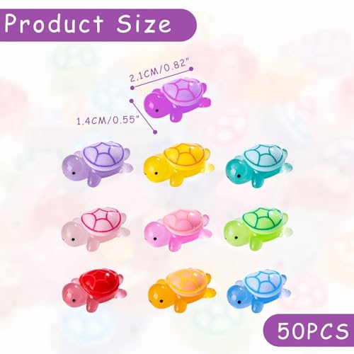 Mini Turtles Resin 50 stuks Lichtgevende Turtle Decoratie Mini figuren Kleine cijfers voor Pot Decoratie Tuin Aquarium Landschap 10 kleuren