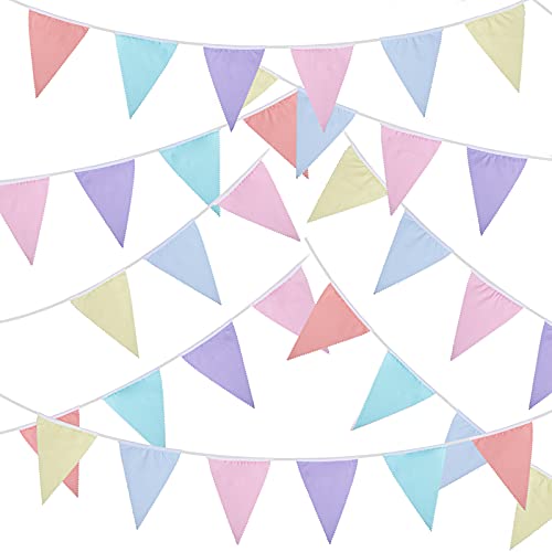 10 m Herbruikbare Vlaggen Garland met 36 Cotton Flags Party Garland Decoratieve Banner voor bruiloft, verjaardag, Baby Douche, vlaggen voor binnen en buiten gebruik etc.