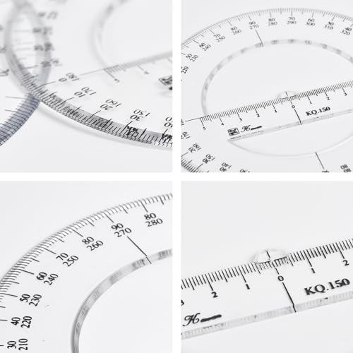 360 Full Circle Protractor, 15cm Plastic Math Meetinstrument Ronde Degree Liniaal Volledige Midround Hoek Protractor 5