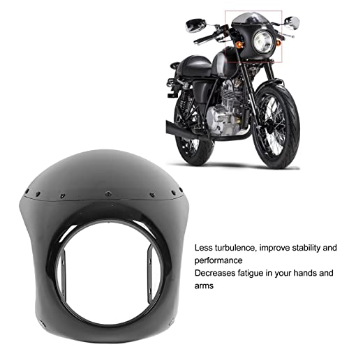 7in Motorfiets Koplamp Fairing Smooth Surface Aging Resistant Universal Fit voor Ronde koplampen Motorfiets (Shiny Black)-Hoofdlicht Fairing 5
