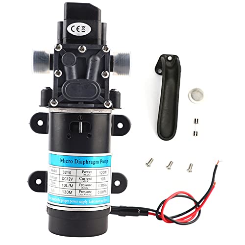 120W Elektrische waterpomp, 10L/M, zelfafzuigende diafragmapomp met overstroombescherming voor drukwasmachine, tuinbesproeiing, vulmachine (12V/24V) (12V 3210YD-120FS) 3