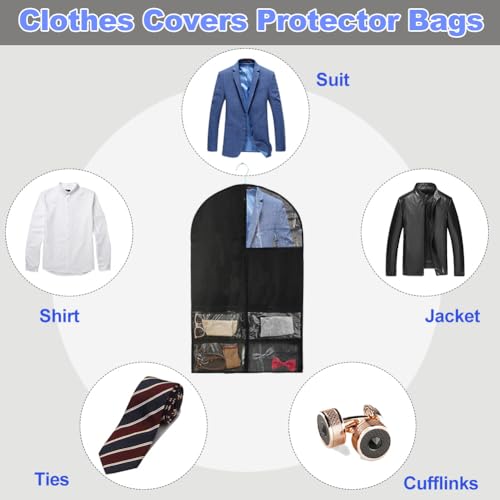 Pakzak voor jongens en mannen, Grote capaciteit Zichtbare Window Black Suit Carrier, ademend, stofdichte tassen voor Jacket Shirt 5
