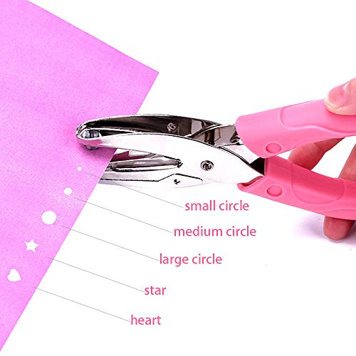 1PCS Handheld Hole Punch, DIY Art Hole Punch Cute Hole Punch met Pink Grip Metal Hole Punch voor Home Office School (Hart) 4