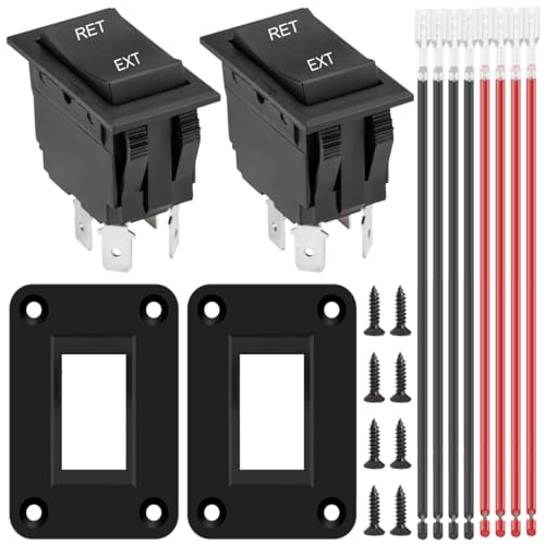 2 stuks Instantane Polariteit achteruitschakelaar, 12V 20A, DPDT, 4 Pin, 3 Posities, ON-OFF-ON RV, Schakelschakelaar, KCD2 Motorschakelaar met Crimp Wire Panel