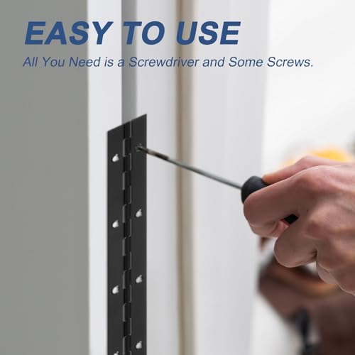 16x2 Inch Piano Scharnier, 4 Pack 304 Roestvrij staal Continue Scharnier met gaten voor Piano Gate Deur Houten Opbergbox Kabinetboot, Zwart 5