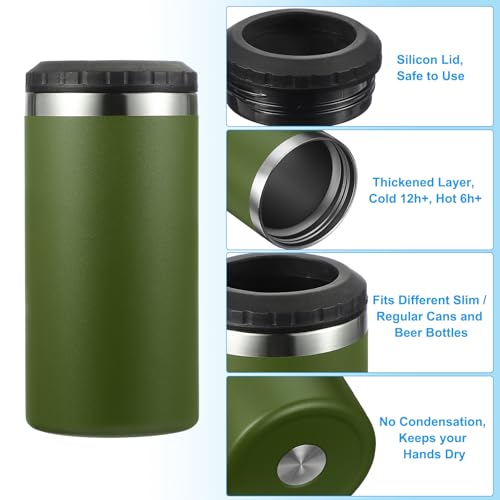 Slim Can Cooler, 16oz Skinny kan geïsoleerd bier sleeve Drinkhouder voor bier soda koffie gewone blikken en flessen, Groen 4