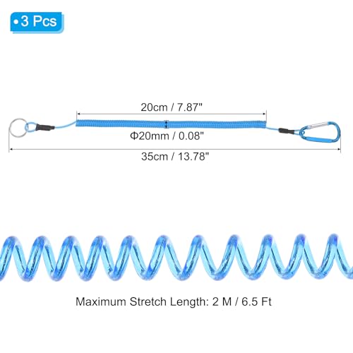 Spring Fishing Lanyard, Retractable Coiled Tether Spiral Coil Keychain Cord met metalen Clip & Split Ring voor Tang, boot varen Fly Fishing