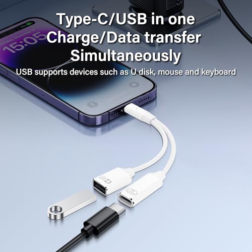 USB C naar USB OTG Adapter 1 in 2 Splitter USB C Man naar USB Een vrouw met 100W PD Laadkabel Type C OTG Vrouw voor Smartphone, Tablet, Laptop, enz.