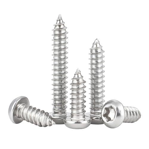 100 st M3 x 25mm zelftappende schroef, Torx platte kopschroeven, roestvrij staal ronde kop, selfboring schroeven