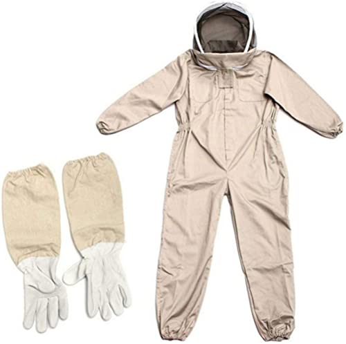 Beekeeping Suit Veil Cap Hoed Kleding Professional Volledig lichaam Geventileerde Beekeeper Beschermende Suit (jas jas en broek) Beeeeping Costume Equipment Tools (L, Katoen-Round Veil)